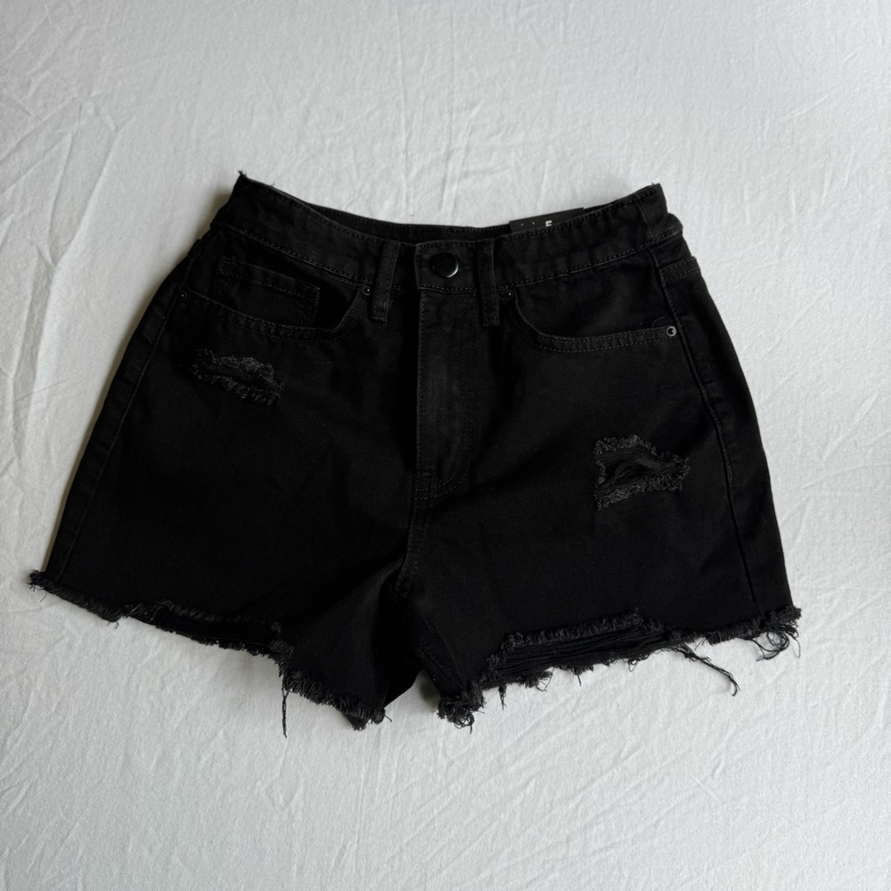 Fashion Nova Black Ripped Jean Shorts